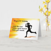 Carte 50e anniversaire femme courir Arrière - plan Sunbu (Fleur jaune)