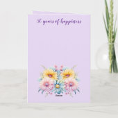 Carte 50e Anniversaire femme gerbera floral violet (Dos)