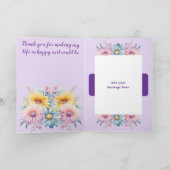 Carte 50e Anniversaire femme gerbera floral violet (Intérieur)