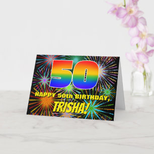 Carte 50e anniversaire : Feu d'artifice festif amusant e