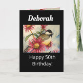 Carte 50e anniversaire Fleur de poulet sucrée (Devant)