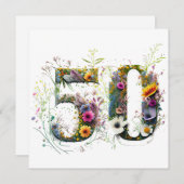 Carte 50e anniversaire Fleur sauvage décoratif Texte (Devant / Derrière)
