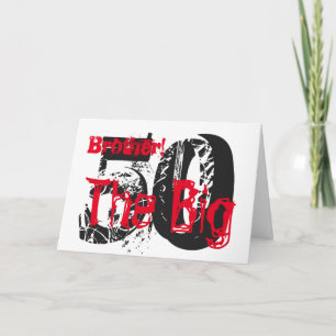 Carte 50e anniversaire, frère, rouge, texte blanc sur no