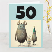 CARTE 50E ANNIVERSAIRE FUNNY GREETING CARD (Fleur jaune)