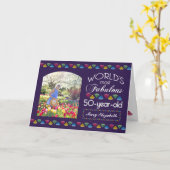 Carte 50e anniversaire Gemmes les plus fabuleuses Purple (Fleur jaune)