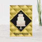 Carte 50e anniversaire Gold 3Tier Cake Greeting Card (Devant)