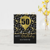 Carte 50e anniversaire Gold et Silver Confetti Balloon (Fleur jaune)