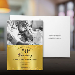 Carte 50e anniversaire Gold Foil Enregistrer la photo de