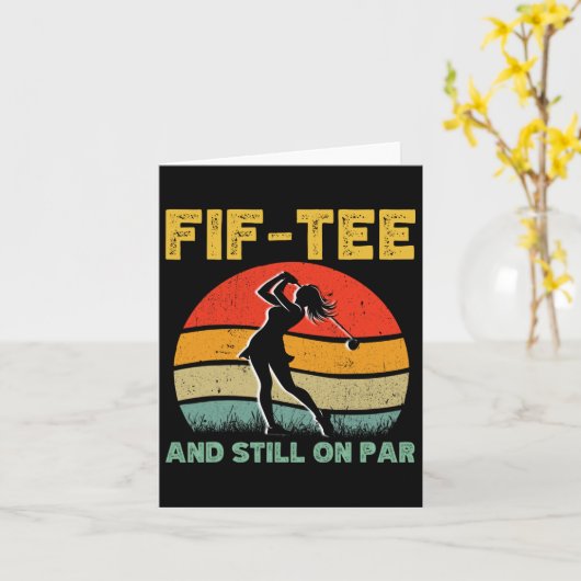 Carte 50e Anniversaire Golf Femme Design Retro 50 An Ol (Fleur jaune)