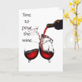 Carte **50e** ANNIVERSAIRE - HEURE DE VERSER LE VIN (Fleur jaune)