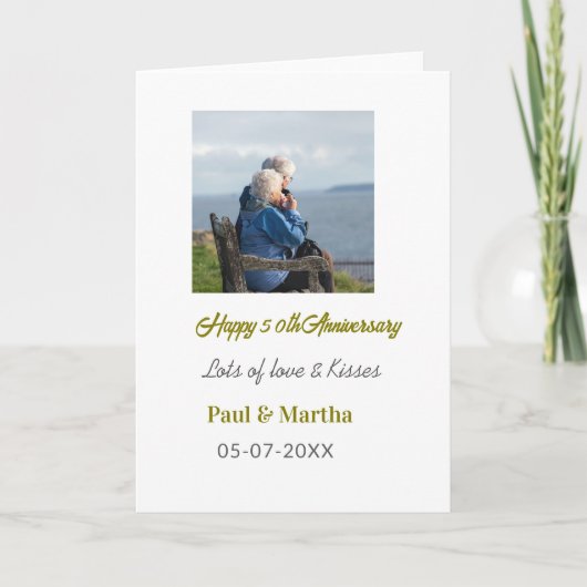 Carte 50e anniversaire joyeux moderne ajouter nom date p (Devant)