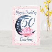 Carte 50e anniversaire Lotus Flower Pink (Fleur jaune)