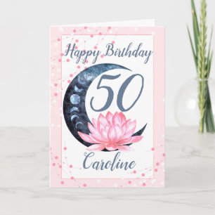 Carte 50e anniversaire Lotus Flower Pink