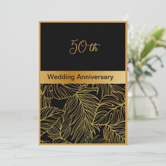 carte 50e anniversaire mariage or noir vert (Debout devant)