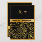 carte 50e anniversaire mariage or noir vert (Devant / Derrière)
