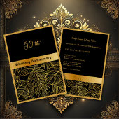 carte 50e anniversaire mariage or noir vert