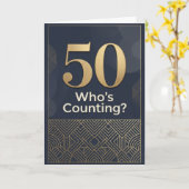 Carte 50e anniversaire moderne noir  (Fleur jaune)