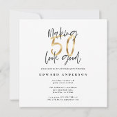 Carte 50e anniversaire moderne noir et or photo collage (Dos)