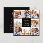 Carte 50e anniversaire moderne noir et or photo collage (Devant / Derrière)
