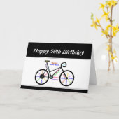 Carte 50e anniversaire Motivational Vélo vélo vélo vélo (Fleur jaune)
