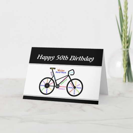 Carte 50e anniversaire Motivational Vélo vélo vélo vélo (Devant)