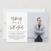 Carte 50e anniversaire noir argent élégant moderne (Devant)