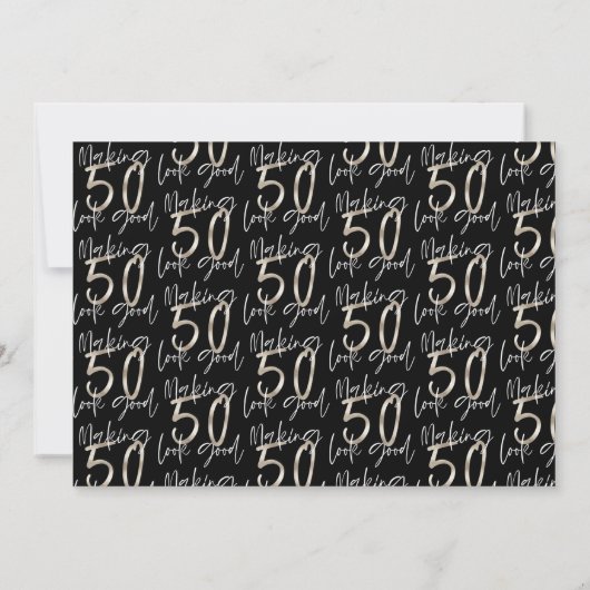 Carte 50e anniversaire noir argent élégant moderne (Dos)
