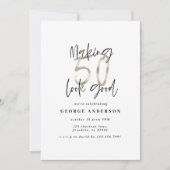 Carte 50e anniversaire noir et argent élégant moderne (Devant)