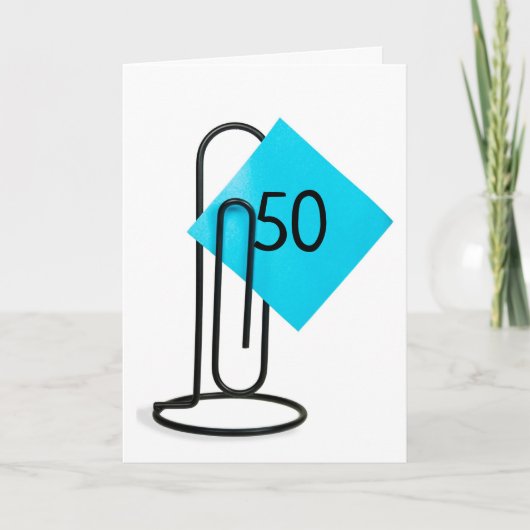 Carte 50e Anniversaire Note sur un clip papier (Devant)