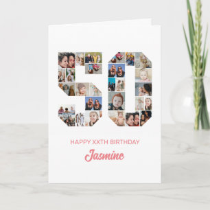 Carte 50e anniversaire Numéro 50 Photo Collage personnal
