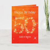 Carte 50e anniversaire - Numéro d'étoile Rouge Orange Gl (Devant)