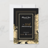 Carte 50e anniversaire or, jaune & bronze rose merci (Devant)