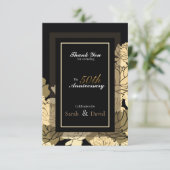 Carte 50e anniversaire or, jaune & bronze rose merci (Debout devant)