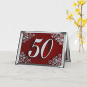 Carte 50e anniversaire ou anniversaire Regal Argent et R (Fleur jaune)