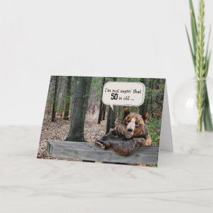 Carte 50e anniversaire Ours dans une forêt