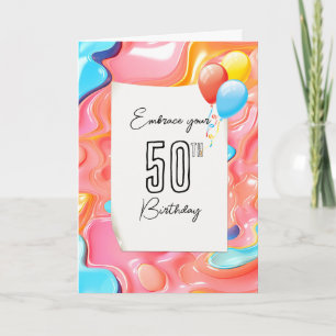 Carte 50e anniversaire Psychedelic 3D Abstrait