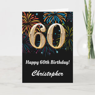 Carte 50e anniversaire Rainbow Fireworks noir et or