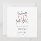 Carte 50e anniversaire rose girly parties scintillant ph (Dos)