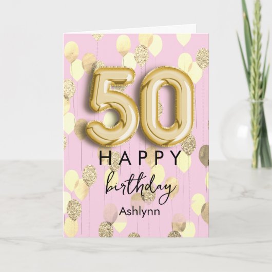 Carte 50e anniversaire Rose Gold Moderne (Devant)
