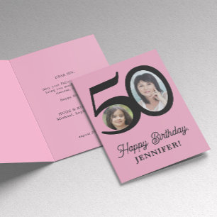 Carte 50e anniversaire rose noir photo personnalisée