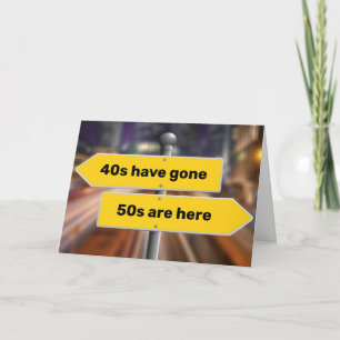 Carte 50e anniversaire Signes de rue jaune Ajouter votre