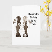 Carte **50e** ANNIVERSAIRE SOUHAITE À MA **SOEUR DOUCE** (Fleur jaune)