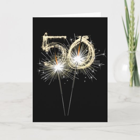 Carte 50e anniversaire Sparklers en noir (Devant)