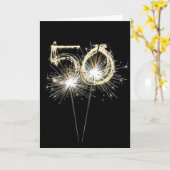Carte 50e anniversaire Sparklers sur Noir (Fleur jaune)