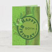 Carte 50e Anniversaire Texturée Teintes De Vert (Devant)