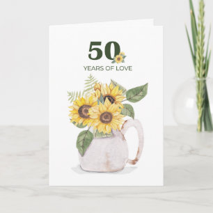 Carte 50e Anniversaire Tournesols Cinquante Ans d'Amour