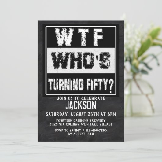 Carte 50e anniversaire, TOUT DROIT DEHORS DE SES CINQUAN (Debout devant)