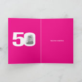 Carte 50e Joyeux anniversaire 2 photos blanc rose (Intérieur)
