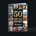 Carte 50e Joyeux Anniversaire Black and Gold Photo Colla<br><div class="desc">50th Happy Birthday Black and Gold Photo Collage Birthday Card. Pour plus de personnalisation,  cliquez sur le bouton "Customiser" et utilisez notre outil de conception pour modifier ce modèle.</div>
