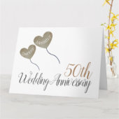 Carte 50e Mariage d'or Anniversaire grand ballon d'or (Fleur jaune)